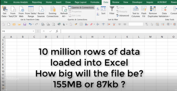 10 million rows of data in Excel