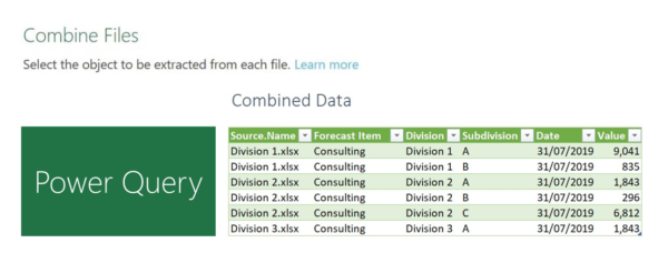 Combine files combined datat