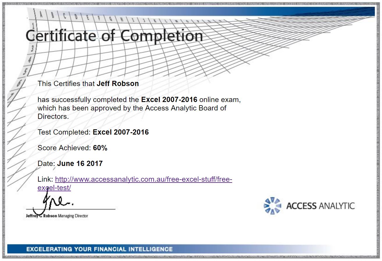 Free Excel Test - Access Analytic