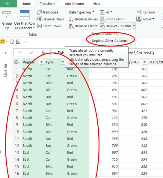 4 columns pivot table Combine Access multiple Excel Query tables  with Power