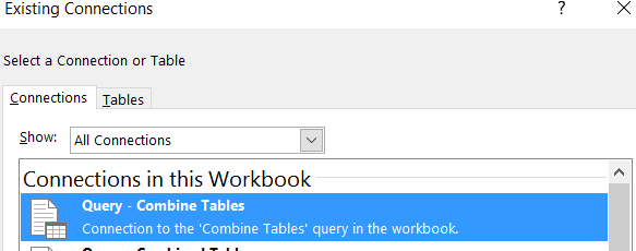 How to combine multiple tables with Excel Power Query
