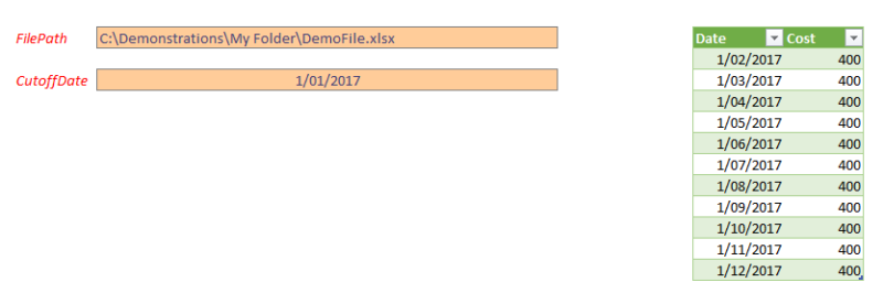 Power Query Parameters - Using Excel Named Cells